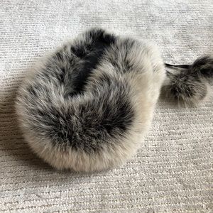 Gray fox fur stole, scarf or headband